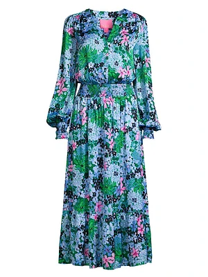 Loubella Floral Long-Sleeve Midi Dress