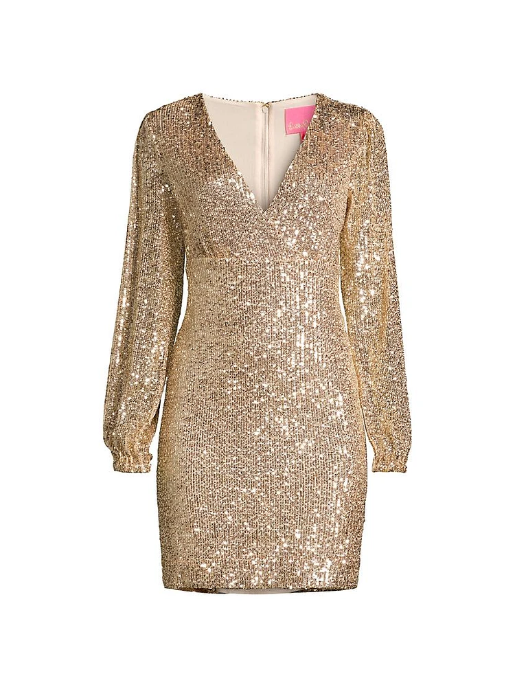 Reagan Sequin Long-Sleeve Minidress