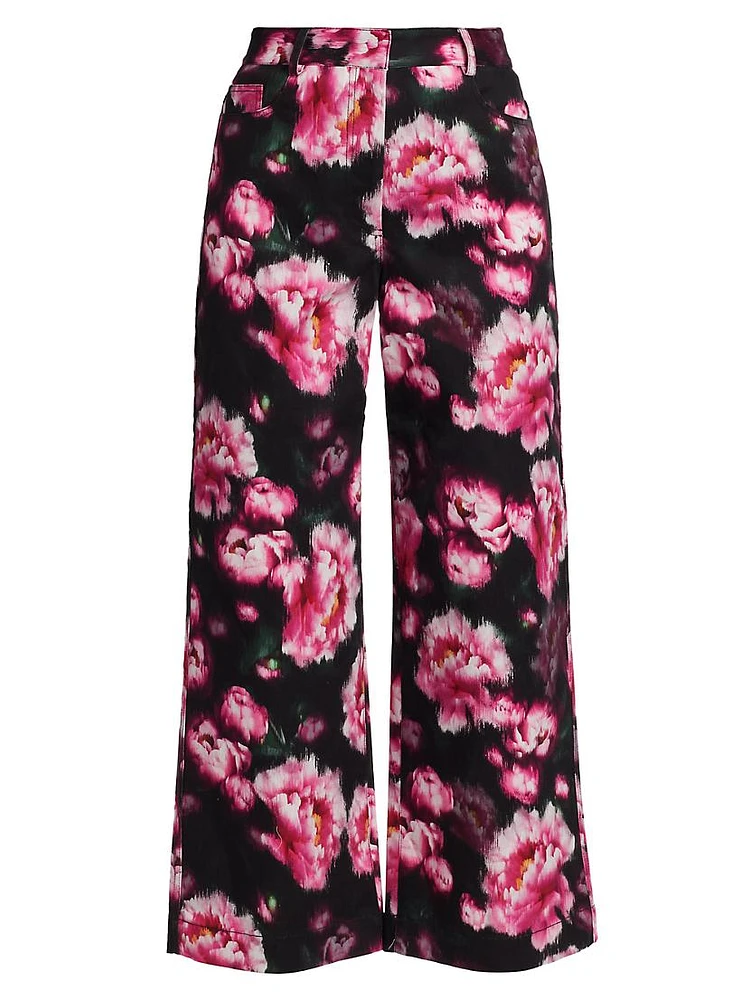 Alessia High-Rise Floral Wide Crop Jeans