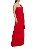 Strapless Silk Crepe Bow Gown