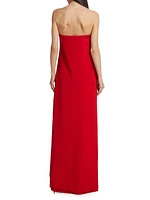 Strapless Silk Crepe Bow Gown