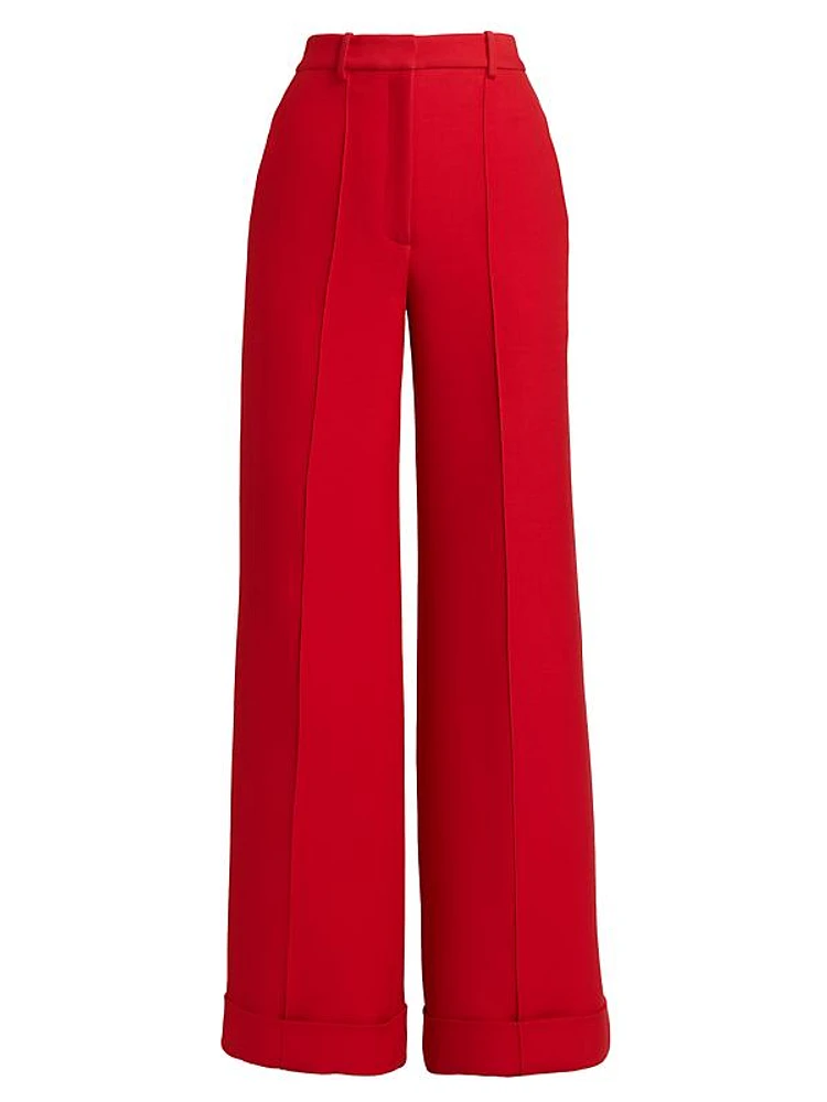 Deeda Silk & Wool Wide-Leg Pants