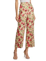 Cropped Floral Side Zip Pants