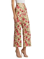 Cropped Floral Side Zip Pants