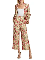 Cropped Floral Side Zip Pants