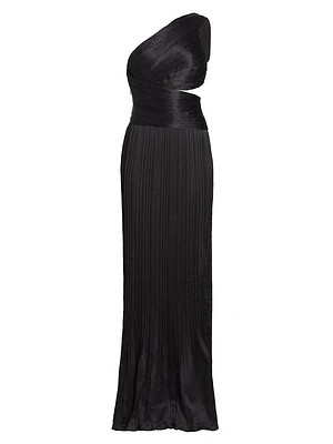 Delphos Silk One-Shoulder Gown