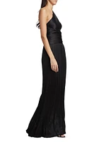 Delphos Silk One-Shoulder Gown