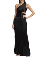 Delphos Silk One-Shoulder Gown