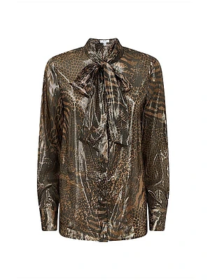 Kendall Animal Tie-Neck Blouse