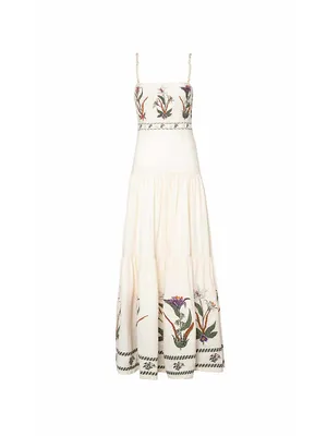Lima Pacifico Embroidered Linen Maxi Dress