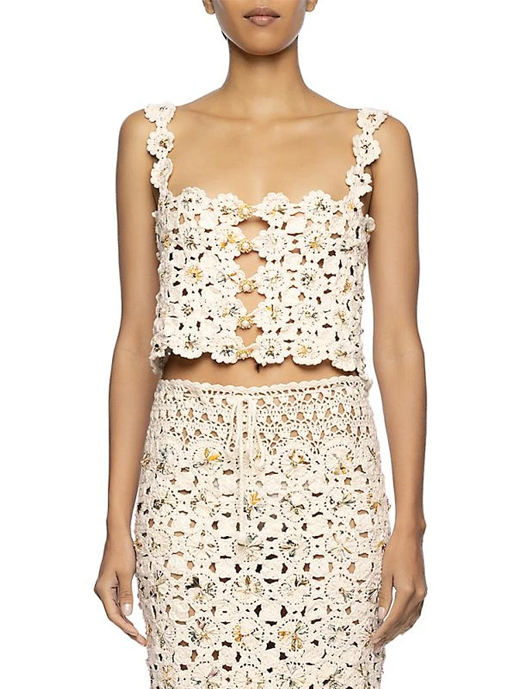 Zilia Caracola Cotton Crochet Crop Top