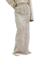 Crispy Silk Maxi Column Skirt With Ramage Embroidery