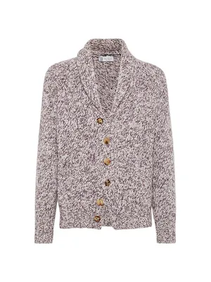 Virgin Wool, Cashmere And Silk Chiné Cardigan With Raglan Sleeves