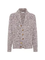 Virgin Wool, Cashmere And Silk Chiné Cardigan With Raglan Sleeves