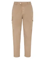 Garment-Dyed Leisure Fit Trousers American Pima Comfort Cotton Gabardine With Cargo Pockets