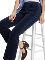 High-Rise Velvet Slim Kick-Flare Jeans