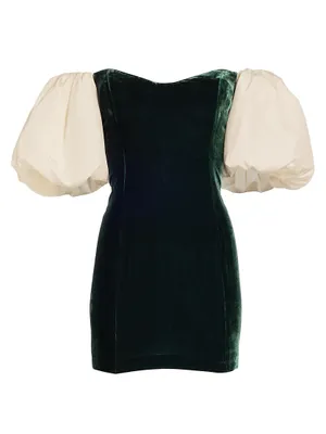 Dali Velvet Puff-Sleeve Minidress