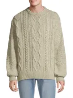 Aran Wool-Blend Crewneck Sweater