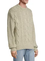 Aran Wool-Blend Crewneck Sweater