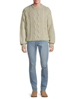 Aran Wool-Blend Crewneck Sweater