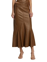 Uro Faux Leather Midi-Skirt