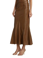 Uro Faux Leather Midi-Skirt