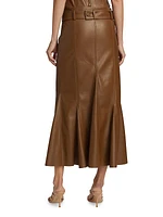 Uro Faux Leather Midi-Skirt