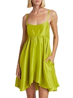 Rachel Asymmetric Silk Minidress