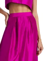 Sheridan Pleated Silk Midi-Skirt