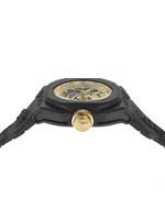 V-Legend Skeleton Ceramic & Polyurethane Strap Watch/42MM