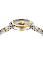 Medusa Infinite Diamond & Stainless Steel Bracelet Watch/38MM