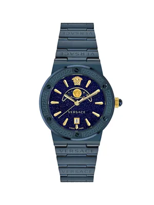 Greca Logo Moonphase IP Yellow Gold Stainless Steel Bracelet Watch/38MM