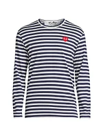 Striped Invader Heart Cotton Long-Sleeve T-Shirt