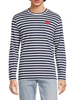 Striped Invader Heart Cotton Long-Sleeve T-Shirt