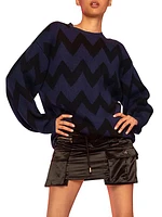 Chevron Intarsia-Knit Sweater