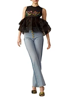 Silk-Blend Gemstone Organza Top