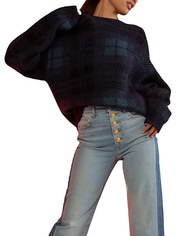 Plaid Jacquard Mohair Sweater