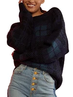 Plaid Jacquard Mohair Sweater