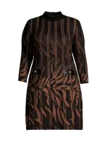 Abstract Funnel Neck Dress