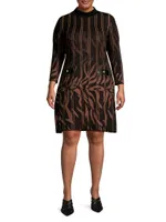 Abstract Funnel Neck Dress