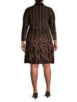 Abstract Funnel Neck Dress