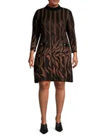 Abstract Funnel Neck Dress