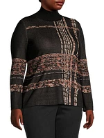 Plaid Jacquard Knit Turtleneck Tunic