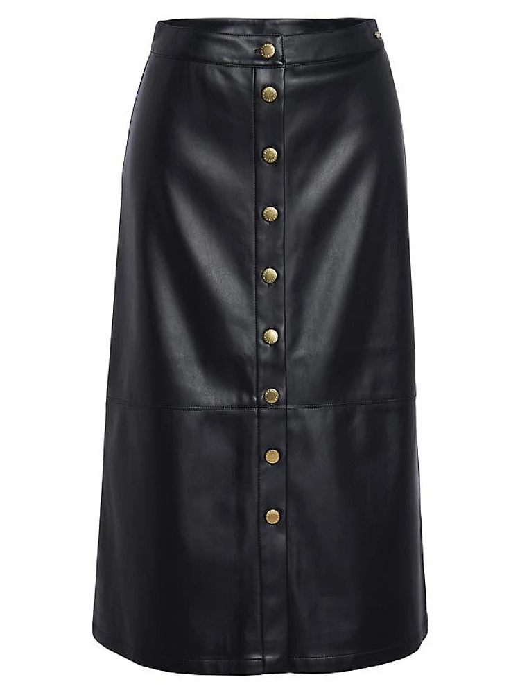 Alberta Faux-Leather Midi-Skirt