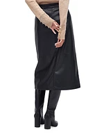 Alberta Faux-Leather Midi-Skirt