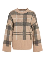 Adela Checked Wool-Blend Crewneck Sweater