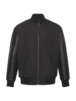 Montclair Leather-Sleeve Bomber Jacket