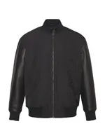 Montclair Leather-Sleeve Bomber Jacket