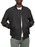 Montclair Leather-Sleeve Bomber Jacket