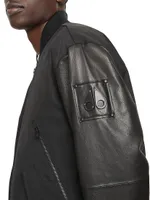 Montclair Leather-Sleeve Bomber Jacket